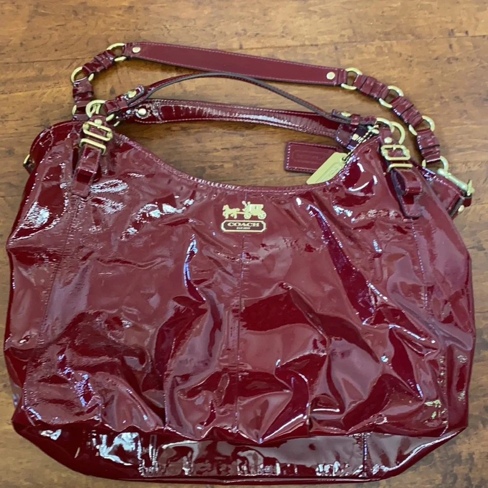 Coach Madison Burgundy Patent Leather Satchel - Picture 13 of 15